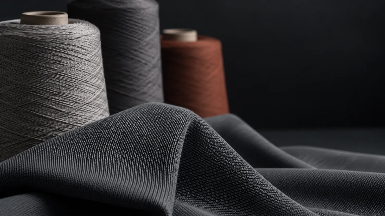 Fine nylon yarn and a folded panel of matte seamless knit fabric