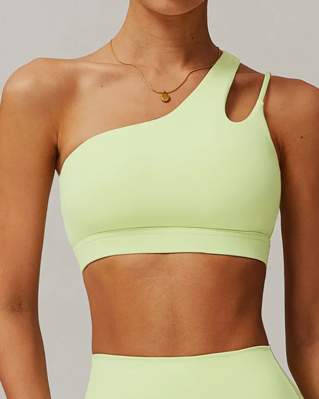One Shoulder Irregular Back Sports Bra
