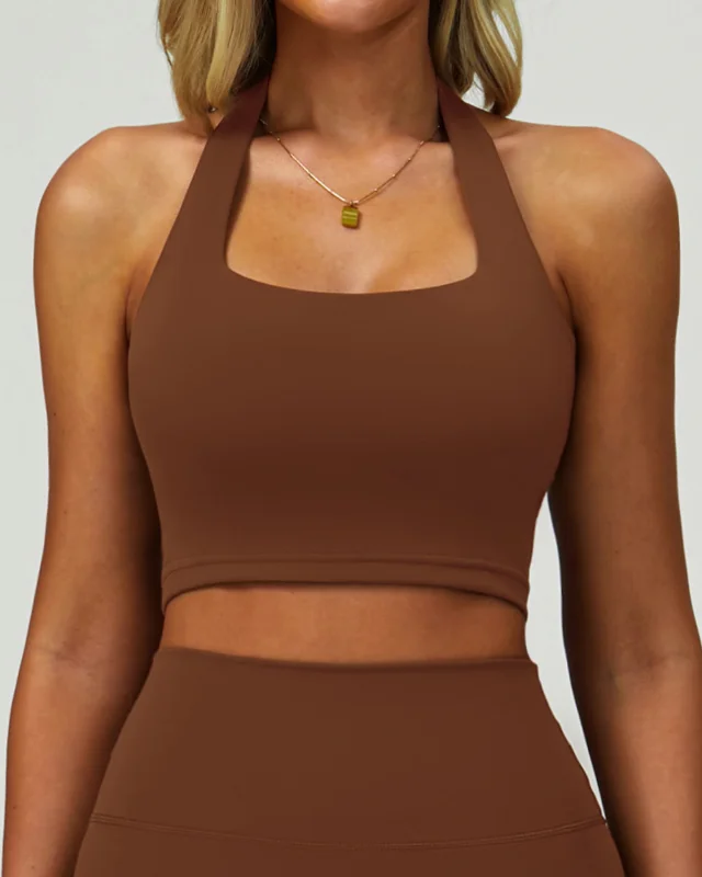 Halter Gather Back Quick Dry Sports Bra