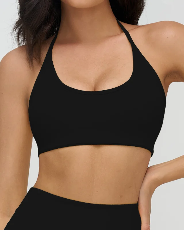 Halter Brushed Hollow Out Sports Bra