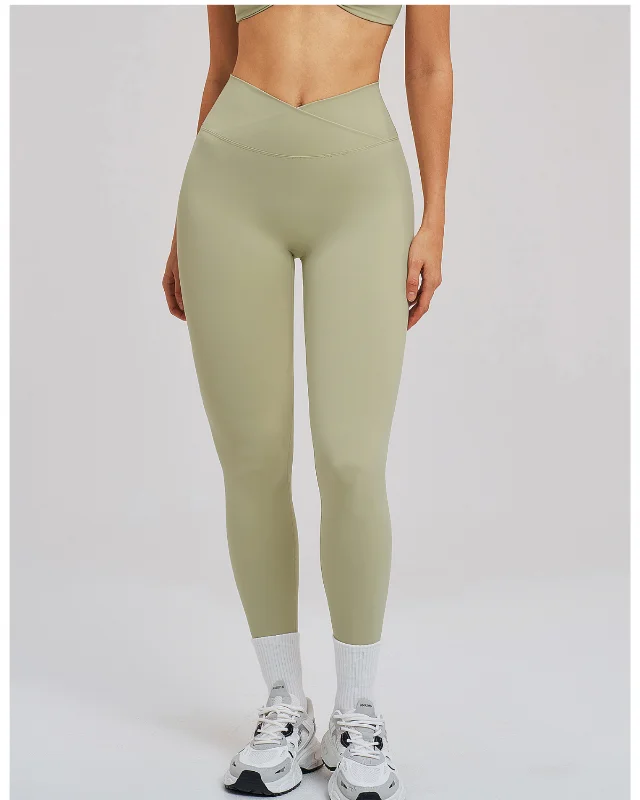 Cross Waist Brushed Yoga Tight Trousers Outdoor