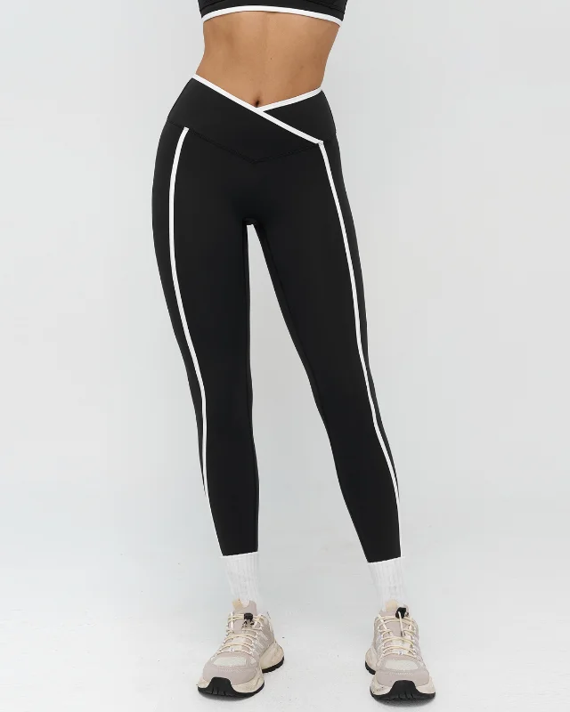 Crossover Waist Color-Block Nude Feel Yoga Tight