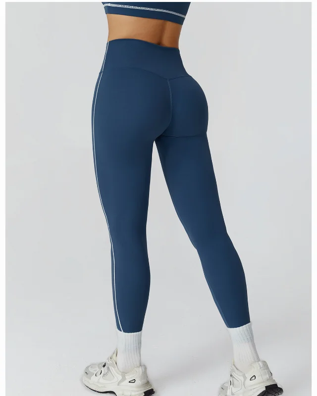 Color-Blocked Brushed Yoga High-Waist Tight Trousers