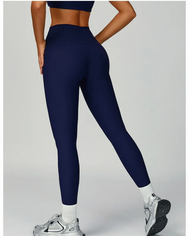 Ribbed High-Waist Yoga Hip-Lifting Slim-Fit Tight