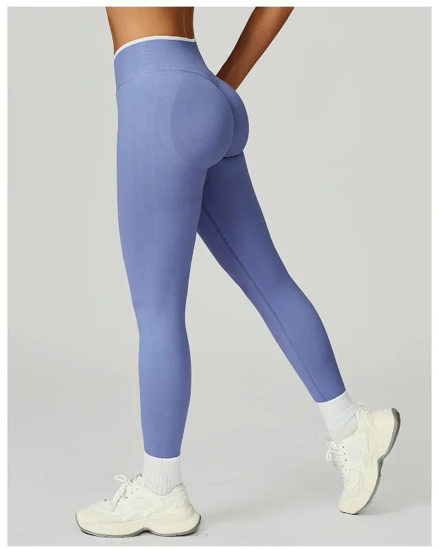Seamless Color Block Trimming Yoga High Waist Slim