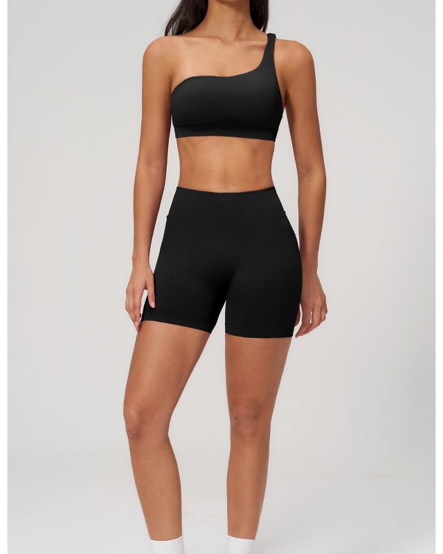 Seamless Asymmetric Shoulder Quick Dry Yoga Set
