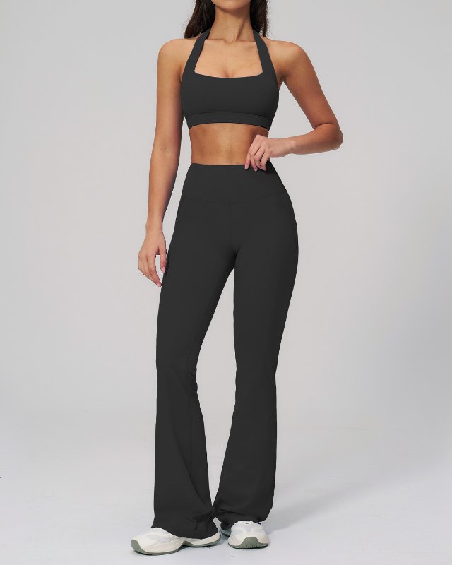 Halter Backless Flared Quick Dry Yoga Set