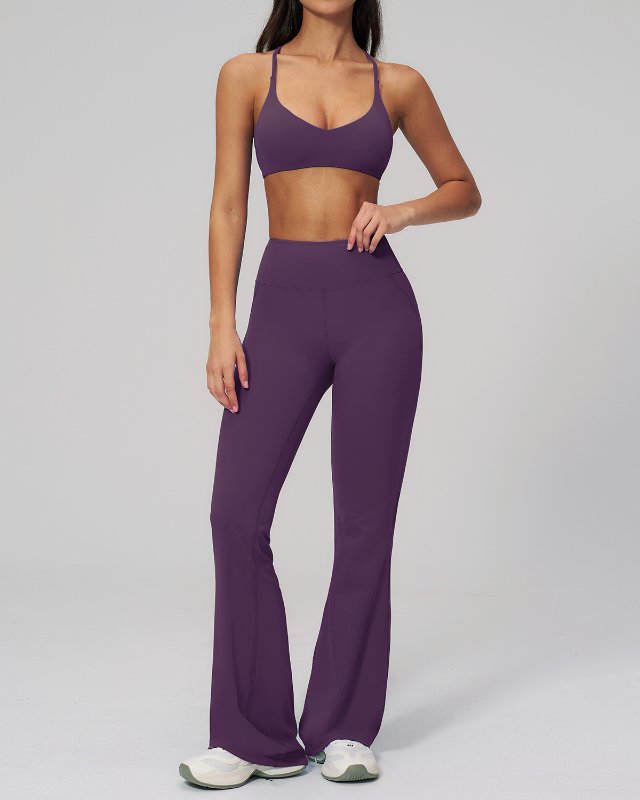 Halter Backless Flared Quick Dry Yoga Set