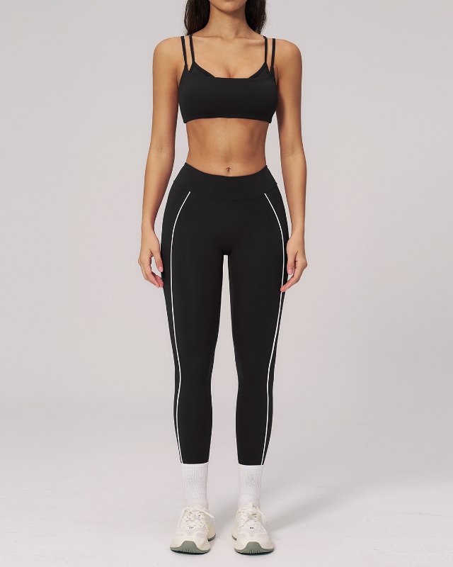 Nude Contrast Stitching Slim Yoga Set