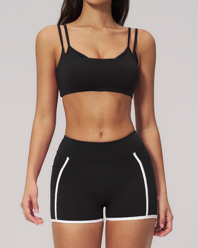 Nude Feeling Contrast Stitching Slim Yoga Set