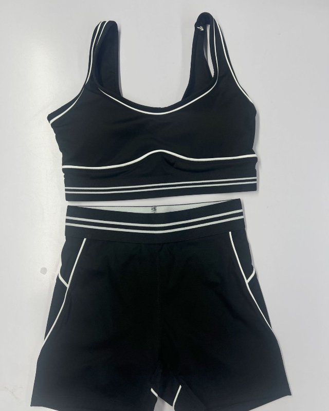 Line Color Block U-back Nude Feel Shorts Sports Set