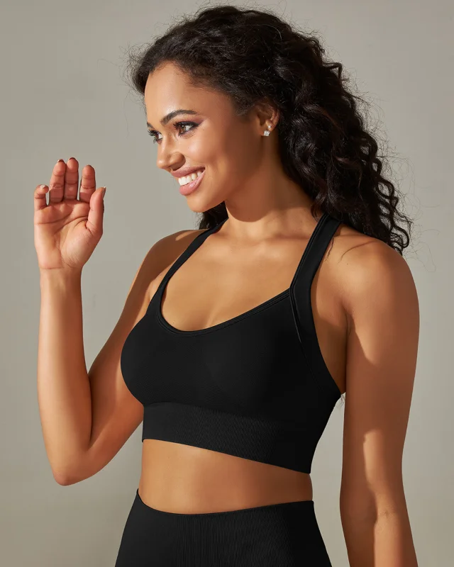 Seamless Solid Crisscross Back Sports Yoga Bra