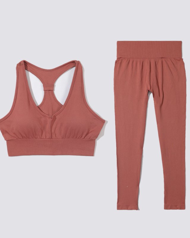 Seamless V-Neck Tank High Waist Pants Yoga Set