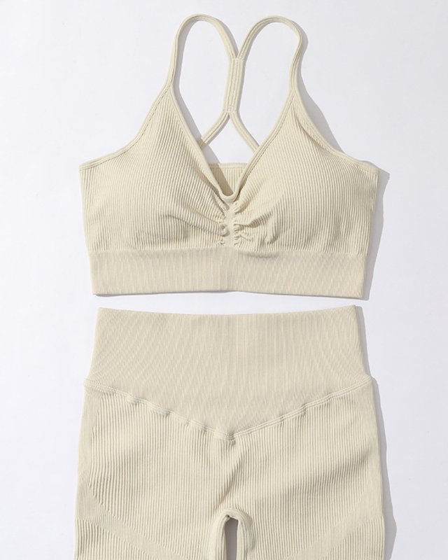 Seamless Knitted Sexy Camisole Bra Hip Lifting Yoga Set