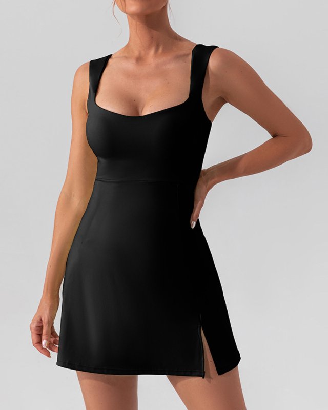 Color Block Yoga One-Piece Dress Chest Pad
