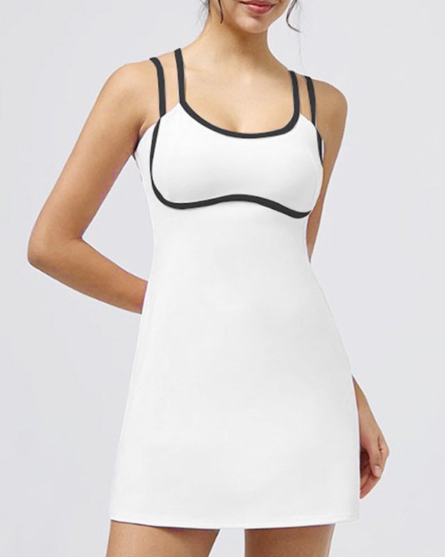 Color Block Cami Chest Pad Quick Dry Sport Outfit