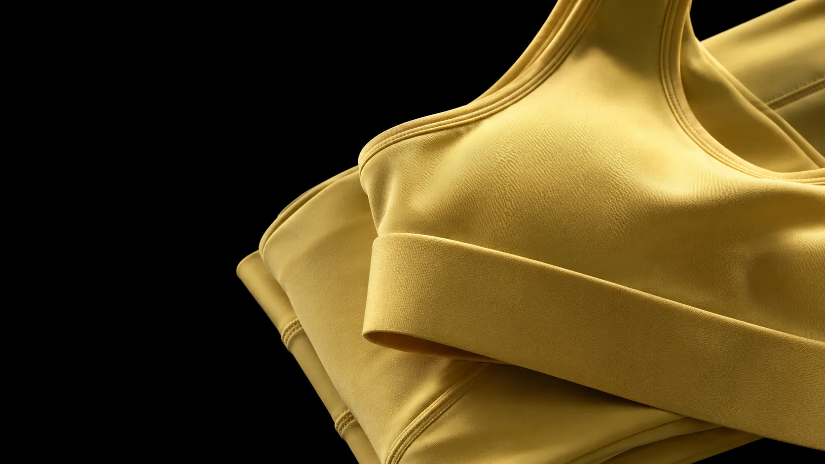 Soft folded activewear set in natural tones