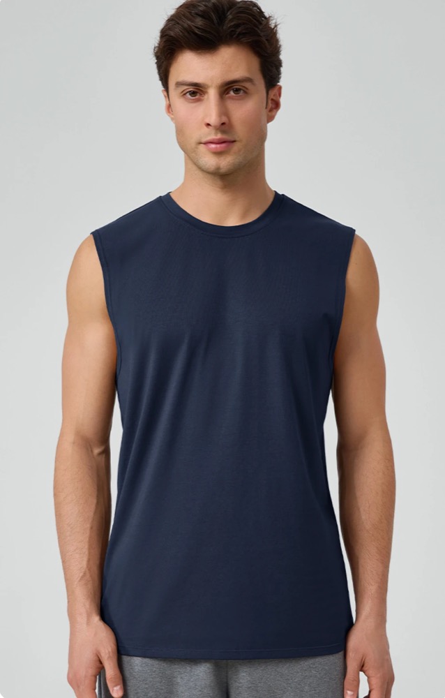 Men's sleeveless muscle tank training top, breathable knit, 7 colors